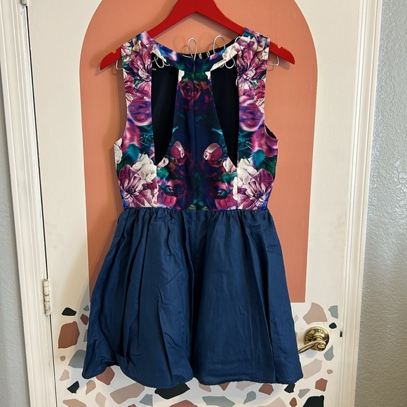 Keepsake the label floral chambray fit & flare cut out back dress - Picture 4 of 9